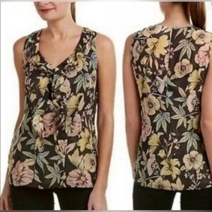 CAbi Floral Tank Top - Black, Yellow, Pink women’s size S